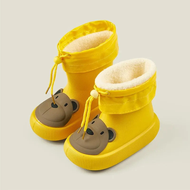 Pocokids-Kids rain boots-Cozy Rain boots-Cream, Yellow, Pink